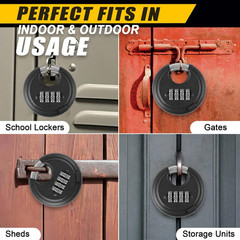 Combination Disc Padlocks for Outdoor – Heavy Duty 4 Digit Code Lock, Combo Disc