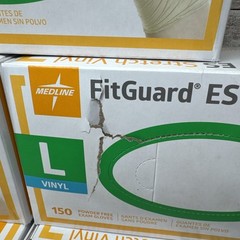 MEDLINE FITGUARD ES Stretch Vinyl Exam Gloves *7 Boxes* Size: LARGE, MANF: 12/20