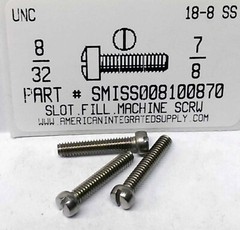 #8-32×7/8 Fillister Head Slotted Machine Screws 18-8 Stainless steel (20)