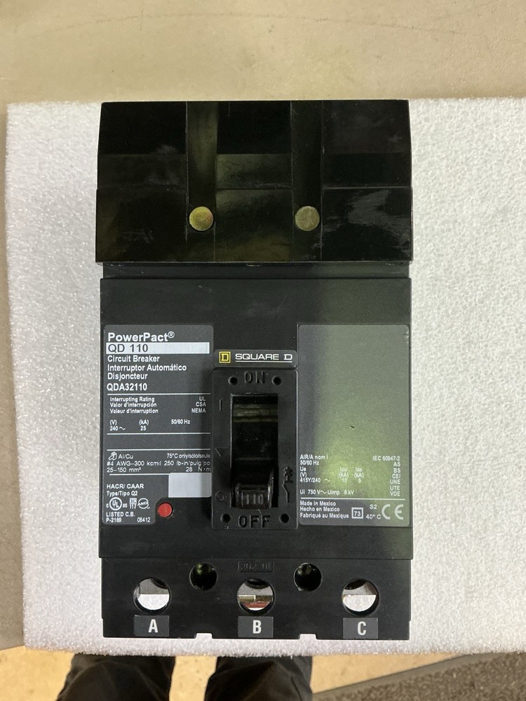 Square D QDA32110 PowerPact I-Line Circuit Breaker 110A 3P 240V Type QD110