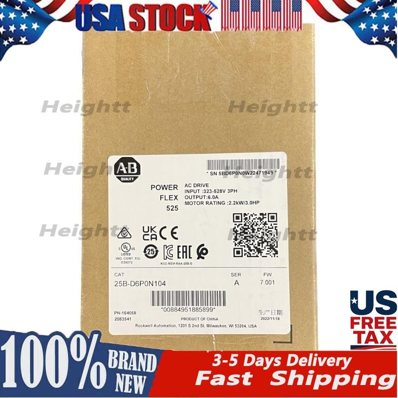 NEW AB 25B-D6P0N104 PowerFlex 525 2.2kW 3Hp AC Drive 25B D6P0N104 US Free Tax