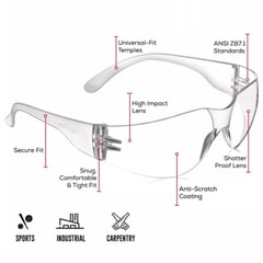 12 Pack Pair Safety Glasses Protective Clear Lens Eyewear Anti Scratch Work UV