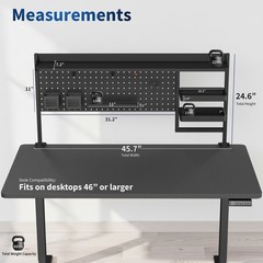 VIVO Black Steel Clamp-on 46″ Multi-Purpose Pegboard Organizer