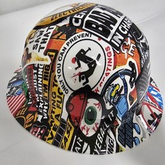 full brim hard hat custom hydro dipped IN BAD ASS CONSTRUCTION STICKER BOMB 💣