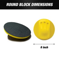 Hook and Loop Block KIT 6 Inch Round & Mouse Hand Sanding, Interface Pads Ideal