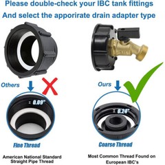 IBC Tote Tank Adapter 2 inches S60x6 Coarse Thread to 3/4″ GHT for Garden Hoses