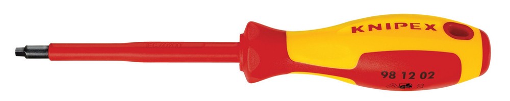 Knipex 98 12 02, Square Drive Screwdriver, 4″-1000V Insulated, R2, 8 1/2″, VDE