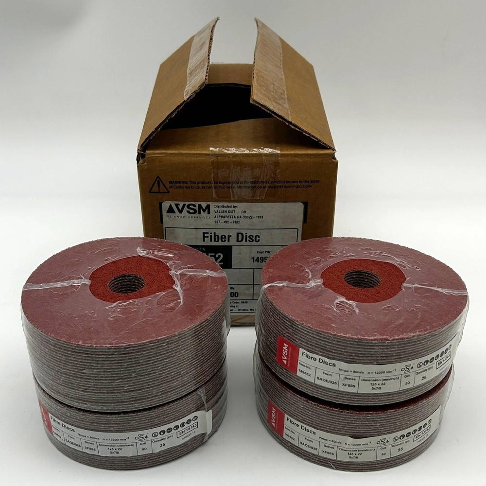 VSM 149552 Resin Fiber Disc 5″ x 7/8 50 Grit XF885 Ceramic Plus SAOE 100 Discs