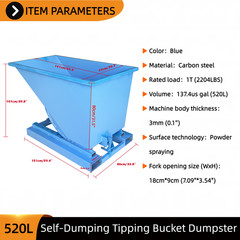 Forklift Adapted Self-Dumping Tipping Hopper for Construction Material Transport