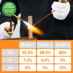 15 Percent Silver Brazing Rods 40 Pack Bcup-5 Phos Copper HVAC Welding 10 Inch