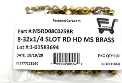 (100) 8-32×1/4 Brass Slotted Round Head Machine Screws #8-32 – Solid Brass