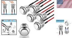 Waterproof Push Button Switch 5pcs 12mm Metal Momentary ON OFF High Head
