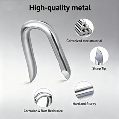 300 pcs Steel Wire Fencing Staples, Galvanized U-Shaped Fasteners Nails for Wire