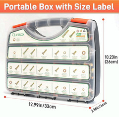 924PCS Grade 8 SAE Bolts Nuts Washers Kit Hex Hardware Assortment Case