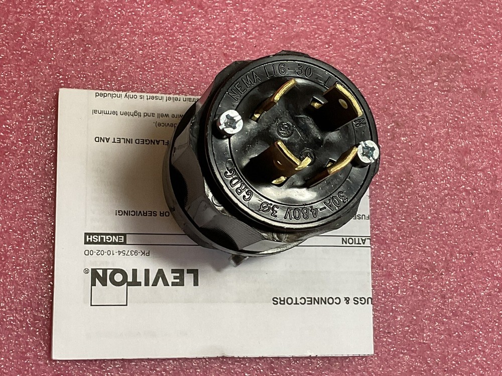 Leviton 2731-B 3-Pole 4-Wire Locking Plug, Nema L16-30, 30A 480V
