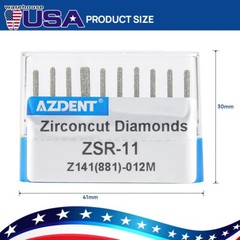 AZ Dental Zirconia Oxide Cutting Diamond Burs ceramic Drills FG1.6mm 10Pcs/Pack