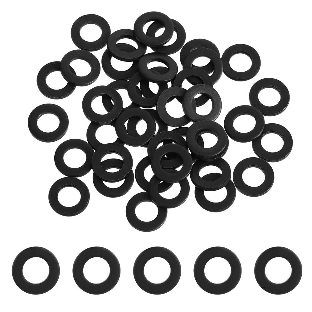 40Pcs M6 Black Flat Washer Carbon Steel Coating 12 millimeters,