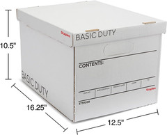 Corrugated File Box Lift off Lid, Letter/Legal Size, White/Black, 10/Pack