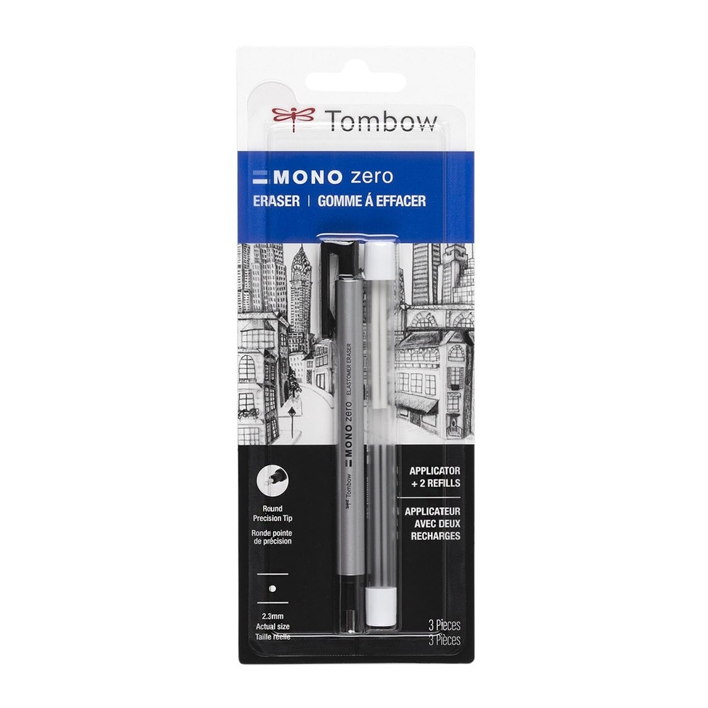 Tombow 57315 MONO Zero Eraser Value Pack, Round, Gray,black