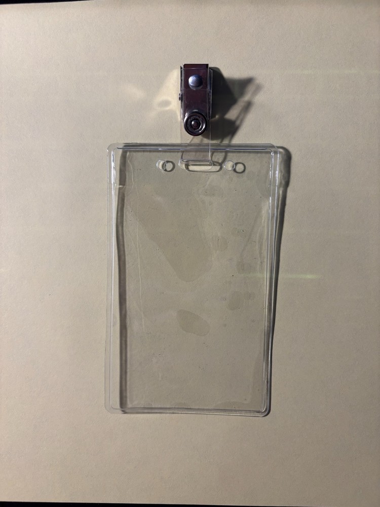 (100) Vertical Clear soft Plastic ID Card Badge Holder with metal clips
