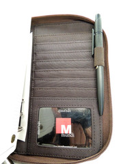 Mundi Brown 6 Ring Planner Woven Design w/ Calculator Card Holder Wallet Unused