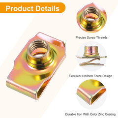 100 PCS U-Clip Nut Set for Auto Car – M4 M5 M6 M8 Assortment Kit (25 Each), Colo