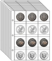120 Pockets Coin Pages, 10 Sheets Pocket Inserts Collecting Sleeves for Coin,…