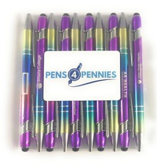 10ct Lot Misprint Metal Textari Spectrum Stylus Click Pens: OMBRE PURPLE/ GREEN