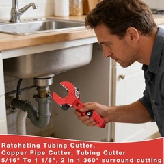 Ratcheting Tubing Cutter,2026 New Upgrades 2 in 1 Close Quarters Tube Compact Cu