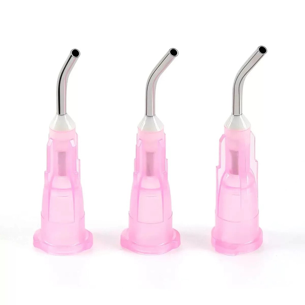 100 Pcs/Bag Dental Flowable Composit Pre Bent Needle Tips Resin Acid Syring