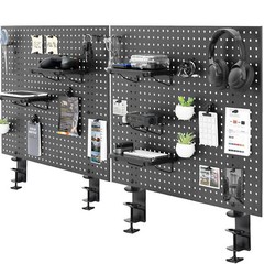 VIVO Dual Steel Clamp-on 60″ x 24″ Desktop Pegboard, Magnetic Privacy Panel