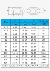 1.2mm 1.5mm 2mm 2.5mm 3mm 4mm 5mm 6mm ~ 16mm Stainless Steel 304 Long Link Chain