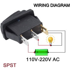 3 PCS Waterproof 110V 120V AC Rocker Switch Red Light SPST 3 Pins On Off