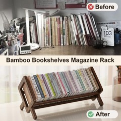 Aofure Premium Desktop Bookshelf, Bamboo Desk 16.5 x 9.3 x 9.8 inches, Brown