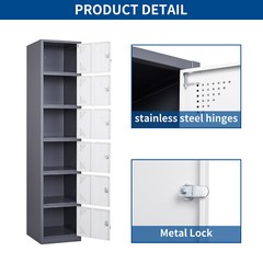 Metal Locker Employees Steel Storage Cabinet with 6 Doors for Office School Gym