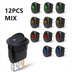 12x LED Lighted Rocker Switch 12V Illuminated on off Toggle Switches 3 Pins