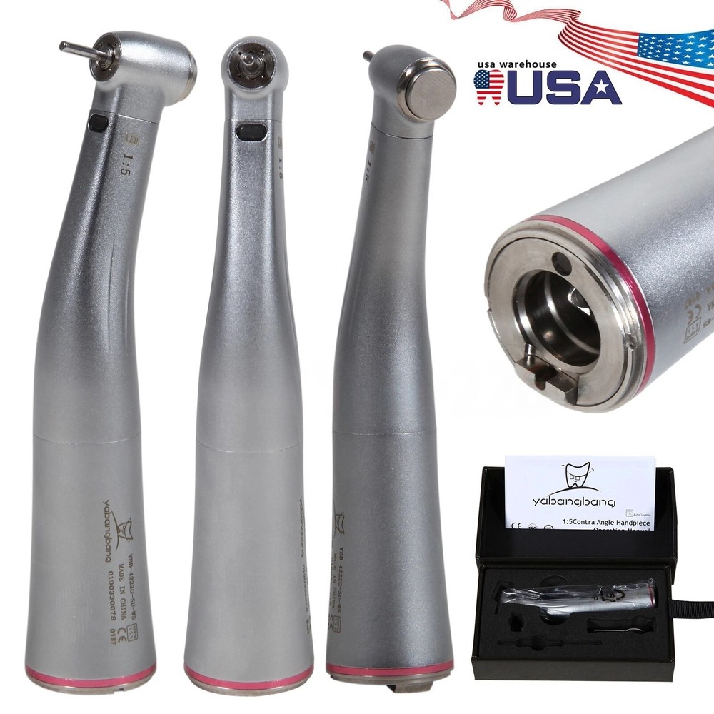 NSK Style Dental Electric LED Handpiece 1:5 Contra Angle Fiber Optic High Speed