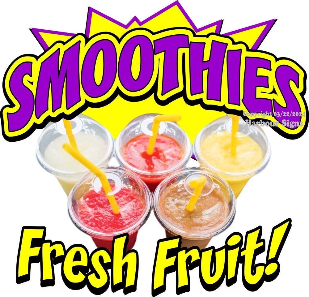 Smoothies Fresh Fruit DECAL Concession Food Truck Cart Vinyl Sticker