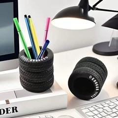 Desk Organizer Pen Holder Pen Pencil Tire Shaped Holder Case Office Stationery