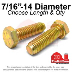 7/16″-14 Grade 8 Hex Cap Screws COARSE Thread USS Hex Bolts (Pick Length & Qty)