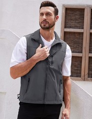 Gihuo Men’s Lightweight Softshell Sleeveless Golf Vest with Zipper Pockets fo…