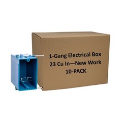 10-Pk New Work 1-Gang Electrical Outlet Box ETL Certified 23 Cu In Plastic Blue