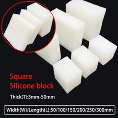Silicone Block Plate White Solid Rubber Square Shockproof Pad 50mm – 300mm Width