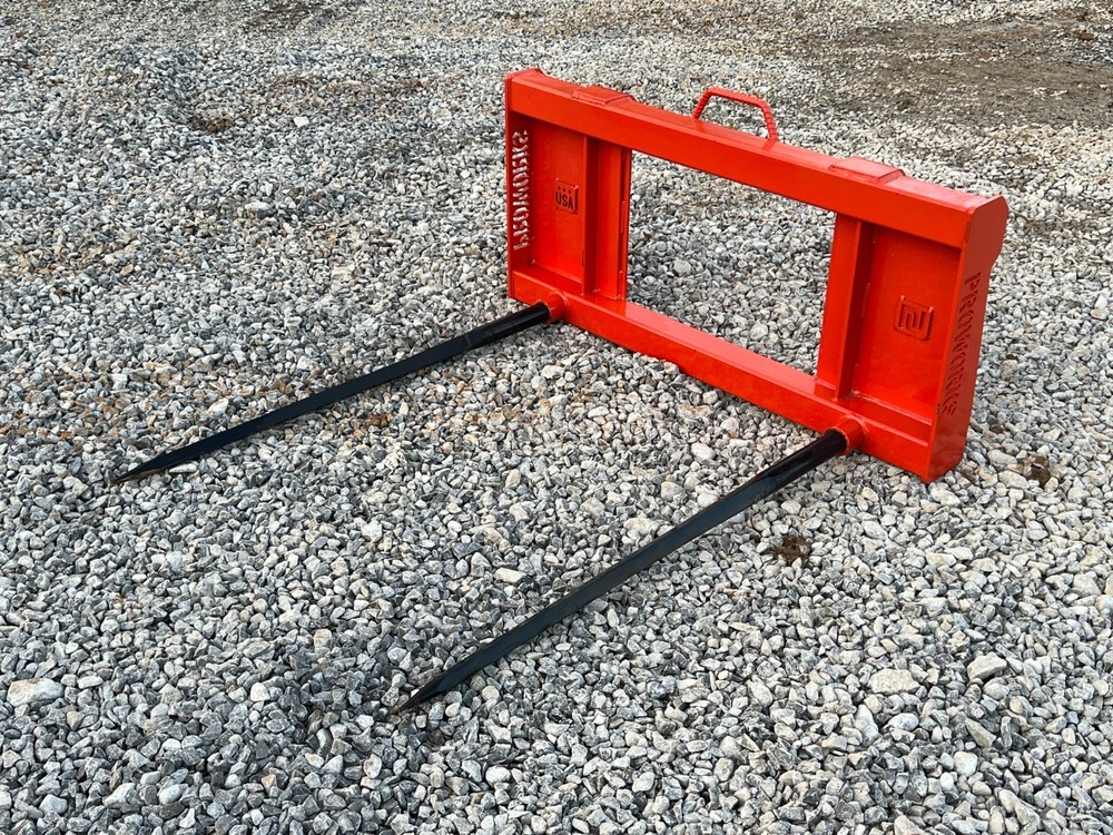 PROWorks Dual Hay Bale Spear Fork Attachment Fits Skid Steer Quick Attach