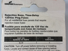 Screw-In Plug Fuses (3 PACK) 20-Amp Time Delay Bussmann BP/SL-20 New Sealed