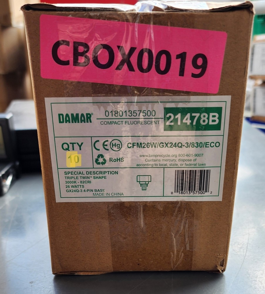 DAMAR 21478B CFM26W/GX24Q-3/830/ECO 4 PIN COMPACT FLUORESCENT 26W – LOT OF 6