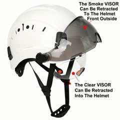 Construction Safety Helmet With Visor Built In Goggles Hard Hat ANSI Work Cap