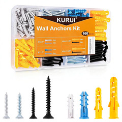 Drywall Anchors with Screws Kit, 160PCS Plastic Wall Anchors and Galvanized Phil