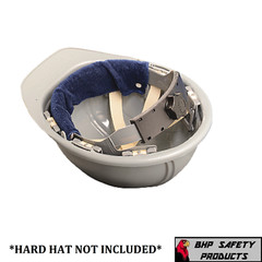 (6 PACK) TERRY CLOTH SNAP ON NAVY HARD HAT SWEAT BAND COTTON LINER CONTRUCTION