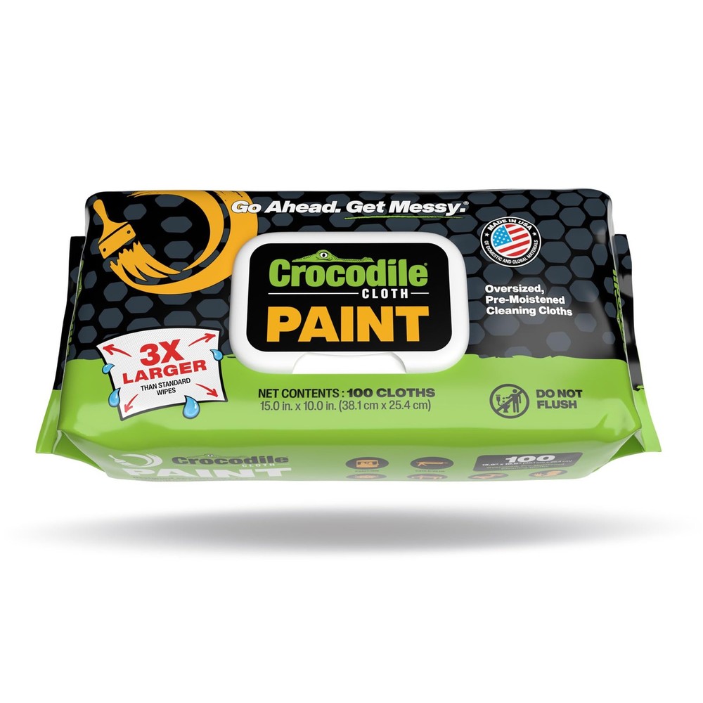 Crocodile Cloth Paint Cleaning Wipes – 100 Count 100 (Pack of 1), White